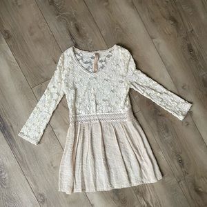 Hem & Thread Boho Cream Lace Dress